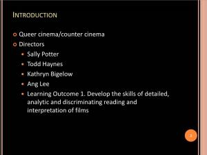 INTRODUCTION Queer Cinema/Counter Cinema Directors
