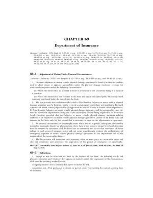 CHAPTER 69 Department of Insurance