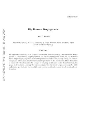 Big Bounce Baryogenesis