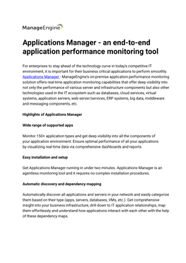 An End-To-End Application Performance Monitoring Tool