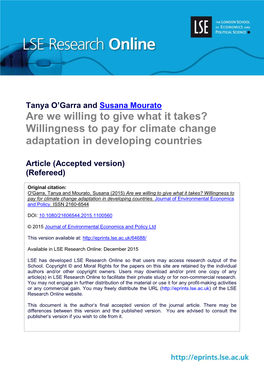 Willingness to Pay for Climate Change Adaptation in Developing Countries