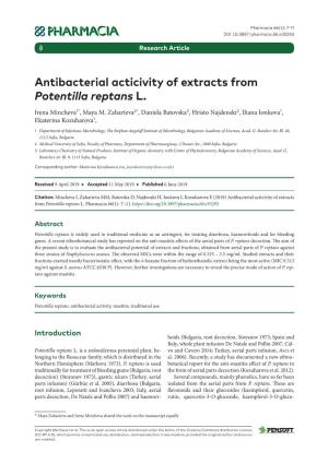 Antibacterial Acticivity of Extracts from Potentilla Reptans L