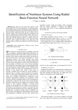 Identification of Nonlinear Systems Using Radial Basis Function Neural Network C