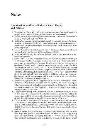 Introduction: Anthony Giddens – Social Theory and Politics