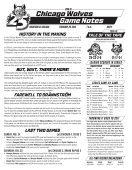 Chicago Wolves Game Notes ROCKFORD at CHICAGO FEBRUARY 26, 2019 7 P.M