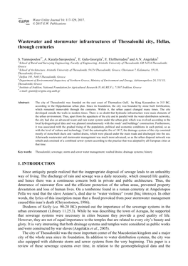 Wastewater and Stormwater Infrastructures of Thessaloniki City, Hellas, Through Centuries