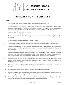 Annual Show – Schedule