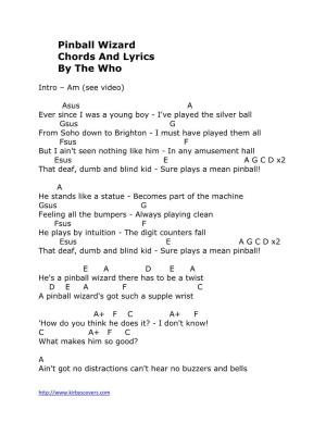 Pinball Wizard Chords and Lyrics by the Who