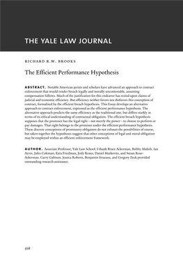 The Efficient Performance Hypothesis Abstract