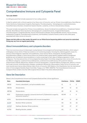 Blueprint Genetics Comprehensive Immune and Cytopenia Panel