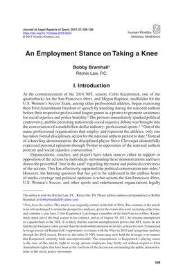 An Employment Stance on Taking a Knee