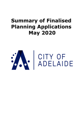 Summary of Finalised Planning Applications May 2020 Summary of Finalised Planning Applications May 2020
