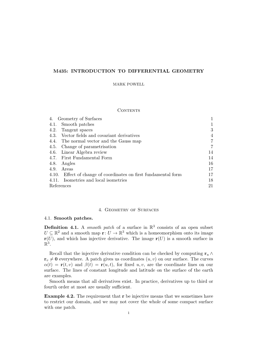 Geometry of Surfaces 1 4.1