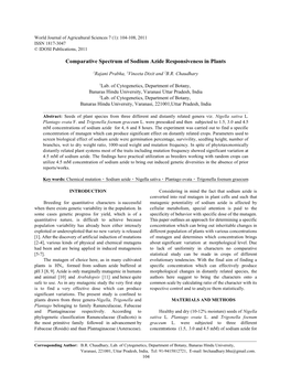 Comparative Spectrum of Sodium Azide Responsiveness in Plants