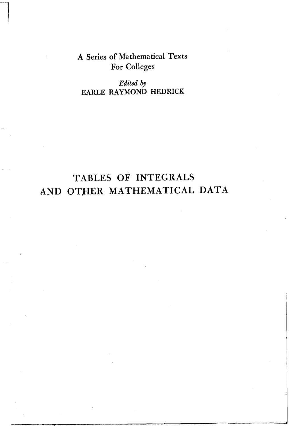 Tables of Integrals and Ot,Her Mathematical Data the Macmillan Company New York