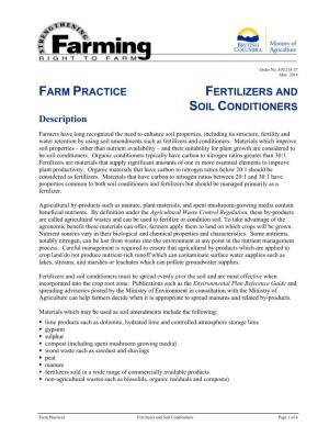 Farm Practices Fertilizers and Soil Conditioners Page 1 of 4 Nuisance Concerns