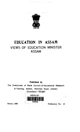 Education in Assam Views of Education Mimister Assam