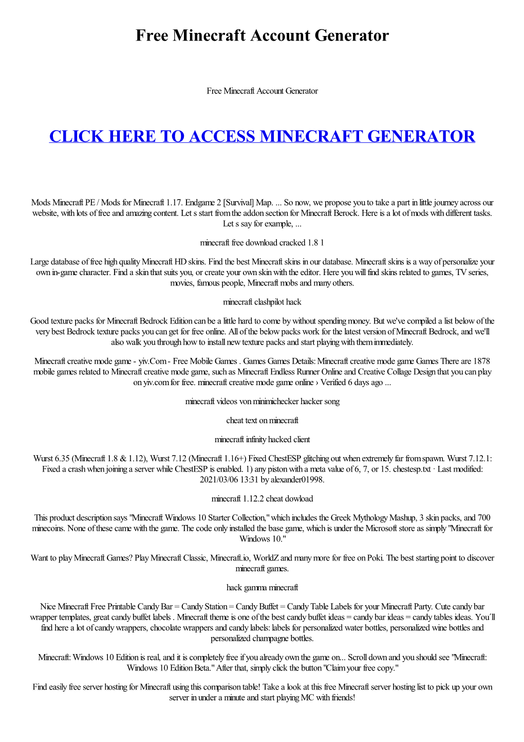 Free Minecraft Account Generator