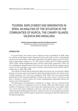 Turismo, Mercado De Trabajo E Inmigración En España: Un Análisis