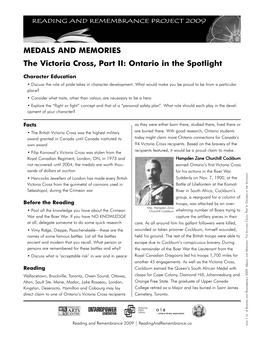 MEDALS and MEMORIES the Victoria Cross, Part II: Ontario in the Spotlight