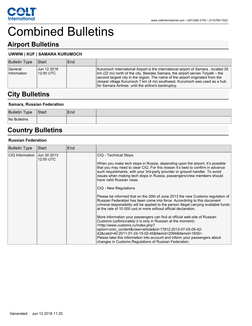 Combined Bulletins Airport Bulletins