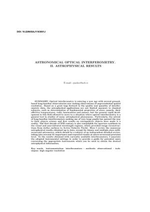 Astronomical Optical Interferometry, II