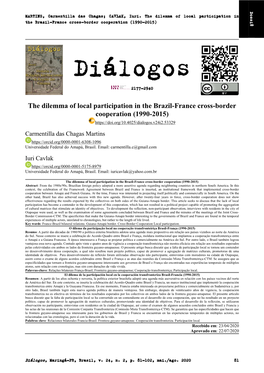 The Dilemma of Local Participation in the Brazil-France Cross-Border Cooperation (1990-2015)