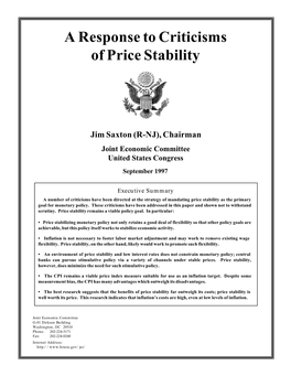 A Response to Criticisms of Price Stability