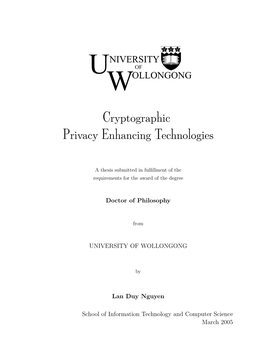 Cryptographic Privacy Enhancing Technologies