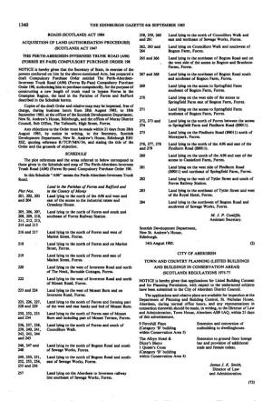THE EDINBURGH GAZETTE 6Th SEPTEMBER 1985 ROADS (SCOTLAND) ACT 1984 ACQUISITION of LAND (AUTHORISATION PROCEDURE) (SCOTLAND)