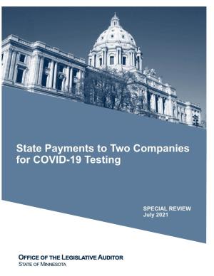 State Payments to Two Companies for COVID-19 Testing
