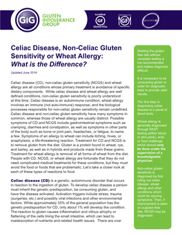 Celiac Disease, Non-Celiac Gluten