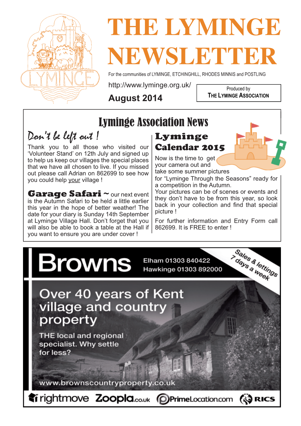 THE LYMINGE NEWSLETTER for the Communities of LYMINGE, ETCHINGHILL, RHODES MINNIS and POSTLING