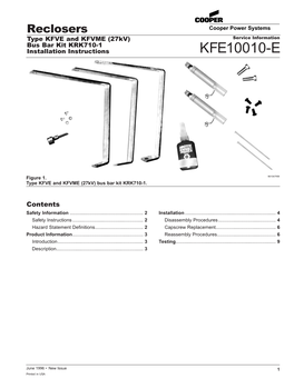 KFVE and KFVME (27 Kv) Bus Bar Kit KRK710-1 Installation Instructions