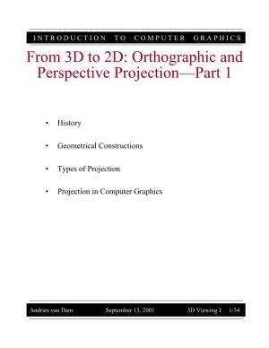 From 3D to 2D: Orthographic and Perspective Projection—Part 1