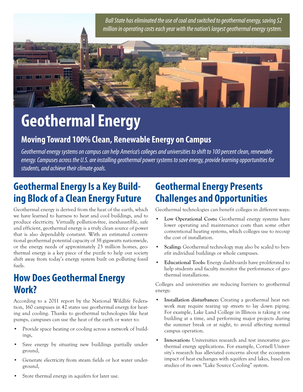 Geothermal Energy, Saving $2 Million in Operating Costs Each Year with the Nation’S Largest Geothermal Energy System