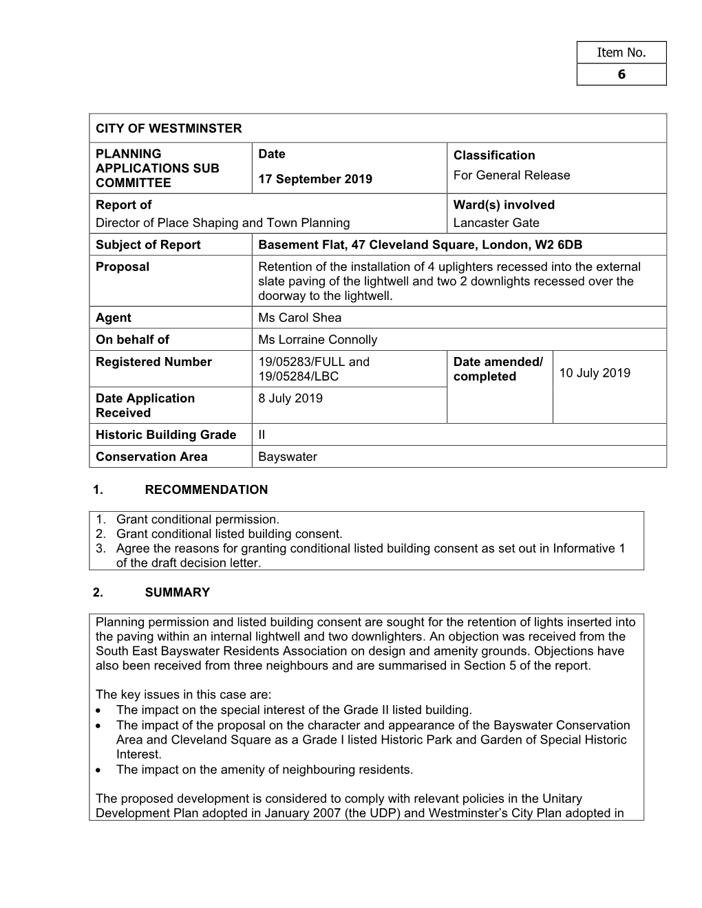 Basement Flat, 47 Cleveland Square, London W2 6DB PDF 681 KB