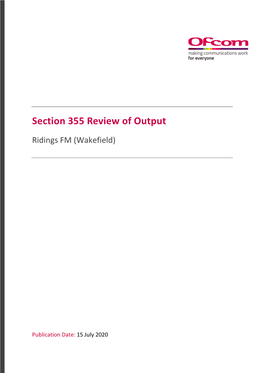 Section 355 Review of Output