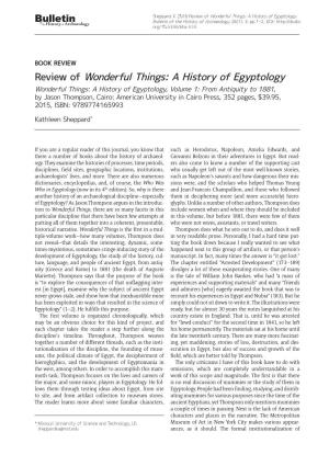 Review of Wonderful Things: a History of Egyptology
