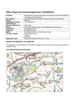 Planning Application: 16/03404/FUL