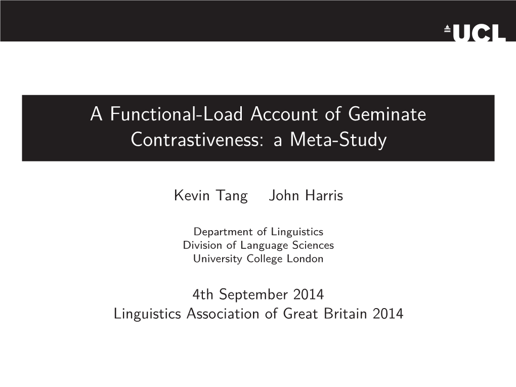 A Functional-Load Account of Geminate Contrastiveness: a Meta-Study