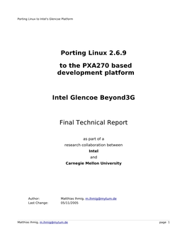 Porting Linux 2.6.9 to the PXA270 Based Development Platform Intel