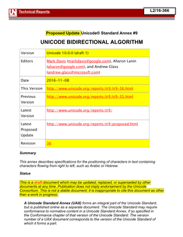 UAX #9: Unicode Bidirectional Algorithm