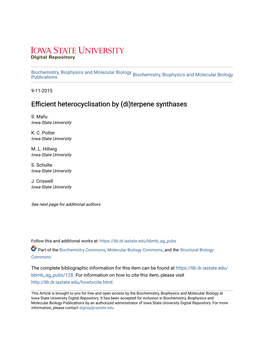 Efficient Heterocyclisation by (Di)Terpene Synthases