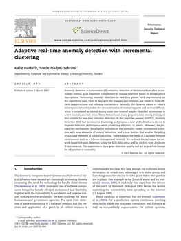 Adaptive Real-Time Anomaly Detection with Incremental Clustering