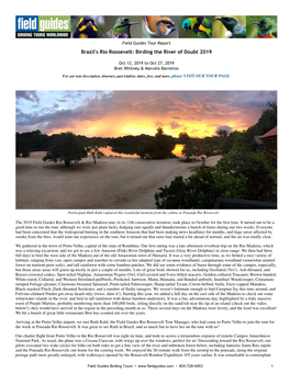 Brazil's Rio Roosevelt: Birding the River of Doubt 2019