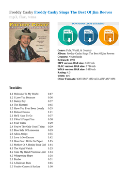 Freddy Casby Sings the Best of Jim Reeves Mp3, Flac, Wma