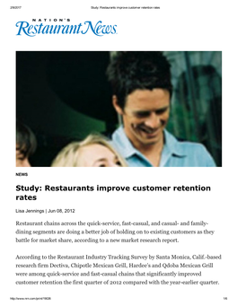 Study: Restaurants Improve Customer Retention Rates