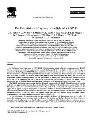 The East African Rift System in the Light of KRISP 90