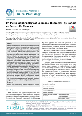 On the Neurophysiology of Delusional Disorders: Top-Bottom Vs